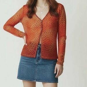 Women's Orange V-Neck Sweater